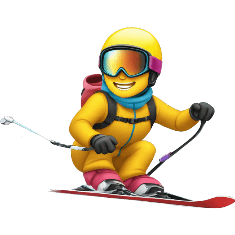 skiador que bajando por una pista de ski, en posicion de slalom, teniendo un efecto de un skiador que va rapido emoji