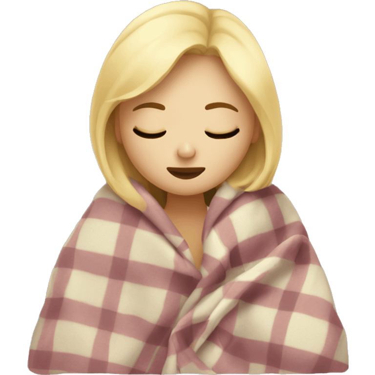 sleepy blonde girl with a blanket emoji