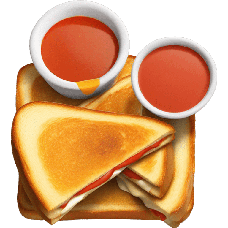 Grilled cheese sandwich with a bowl of tomato soup on the side emoji