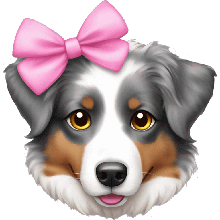 Australian Shepherd with a pink bow emoji