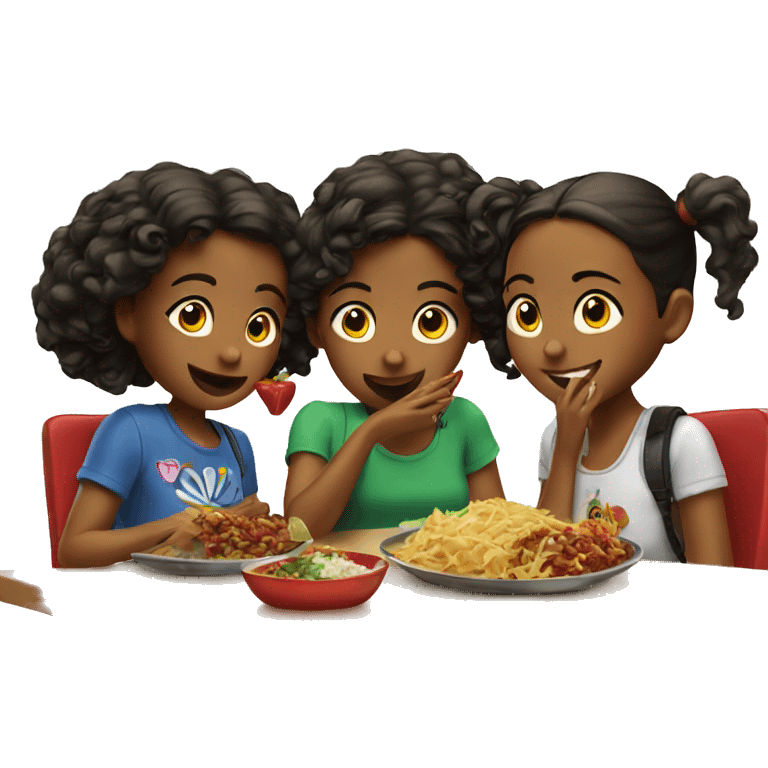 3 girls eating at chilis emoji