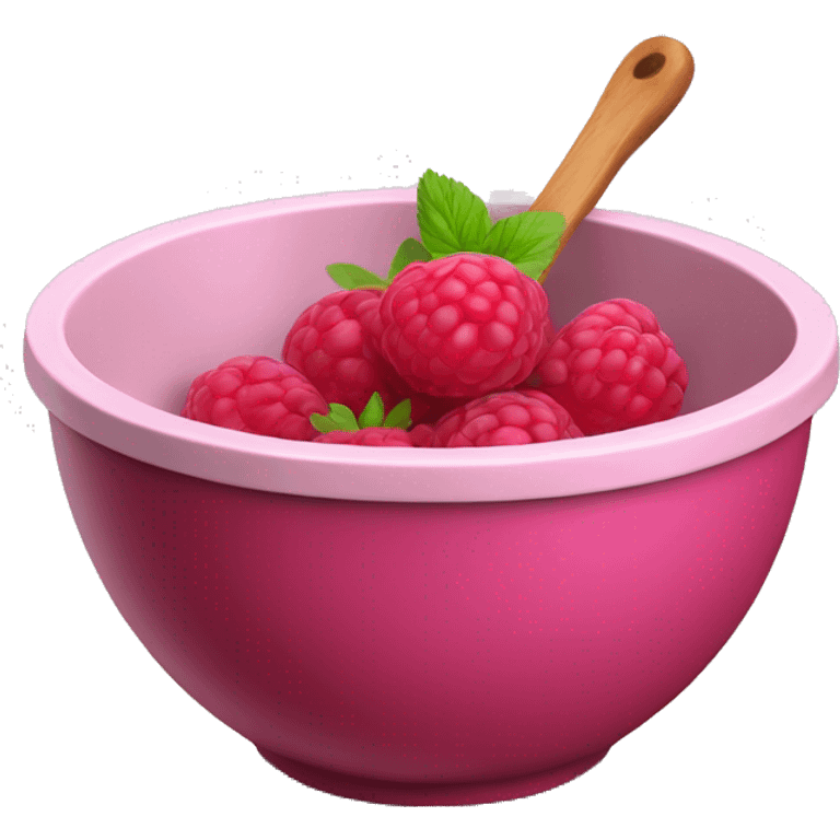 Realistic raspberry color mixing bowl emoji