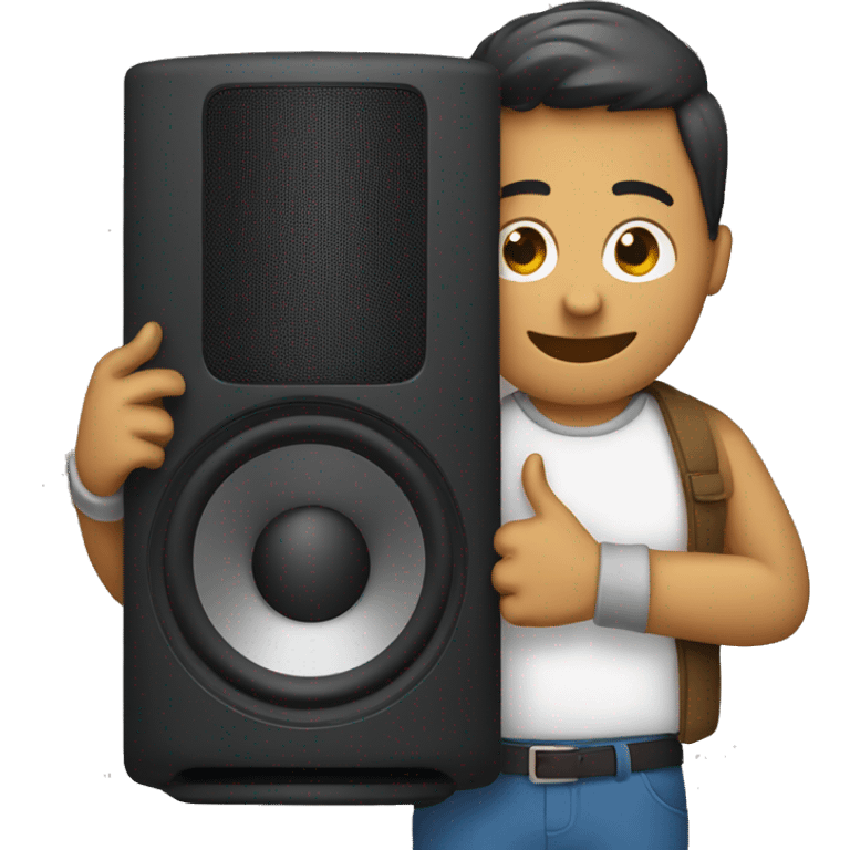 A man hugging a sound speaker emoji