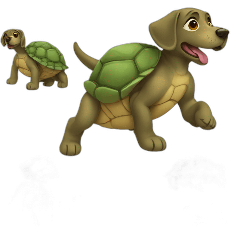 Chien sur une tortue emoji