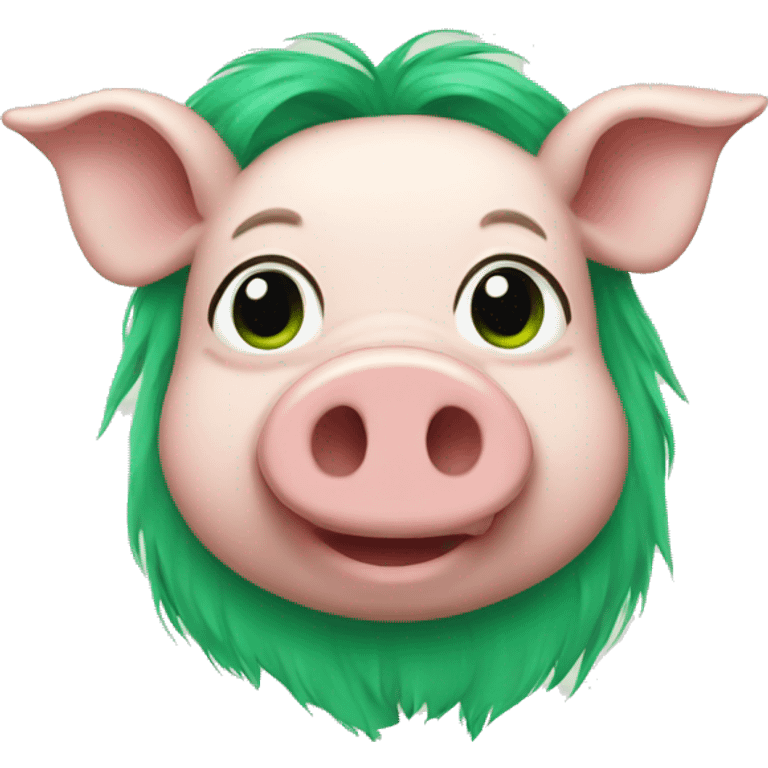 Pig with green hair emoji