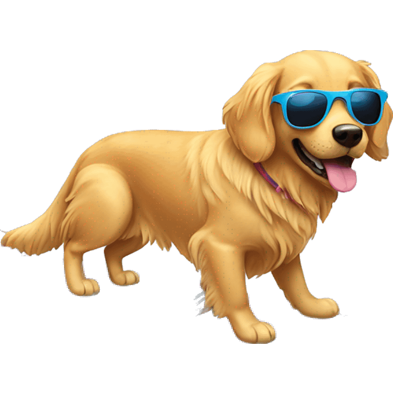 Golden retriever surfing with sunglasses  emoji