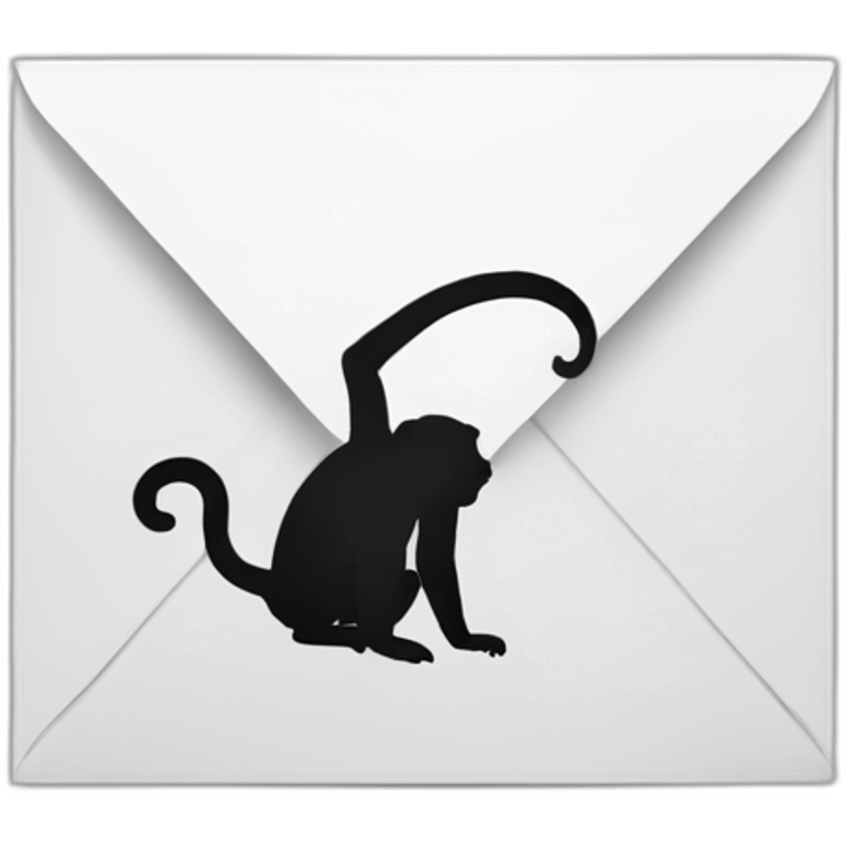 letter with a monkey Black and white emoji