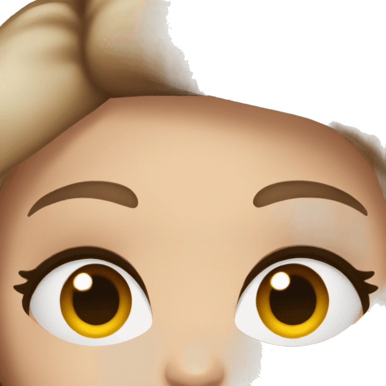 White woman with brown hair and brown eyes and makeup emoji