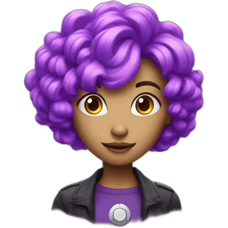 Quantum Women purple hair with an atom emoji