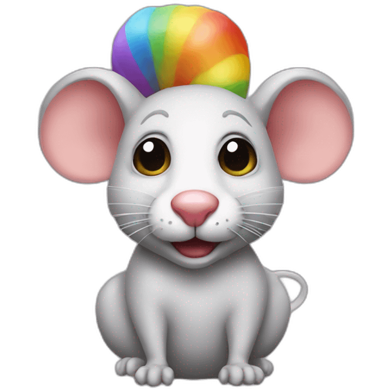 rat with clown nose and rainbow wig emoji