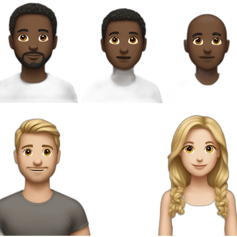 5 black men 1 white girl emoji