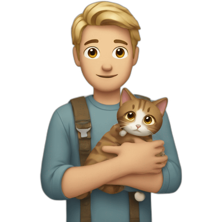 Steve holding a cat emoji