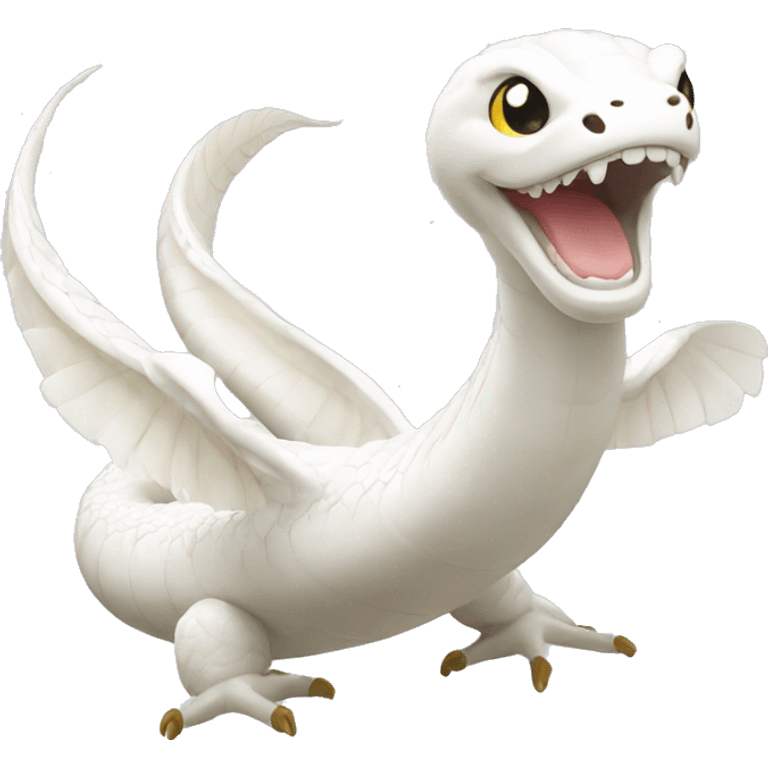 Happy white snake with wings on back emoji