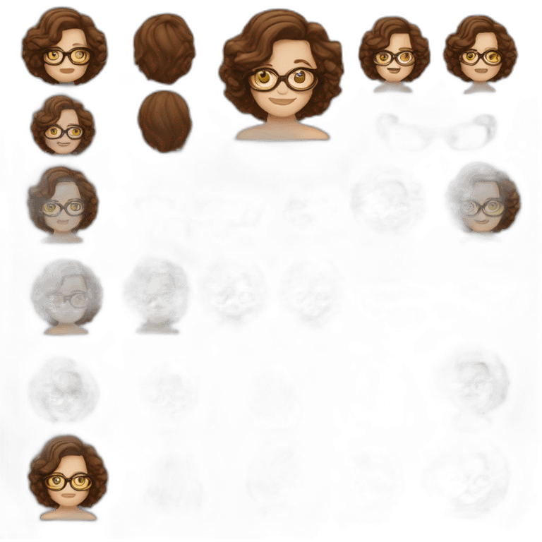 woman white skin glasses wavy brown hair emoji