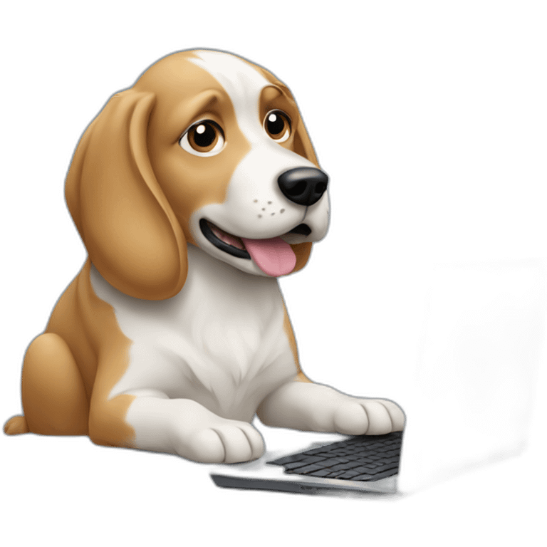 Dog using a computer emoji