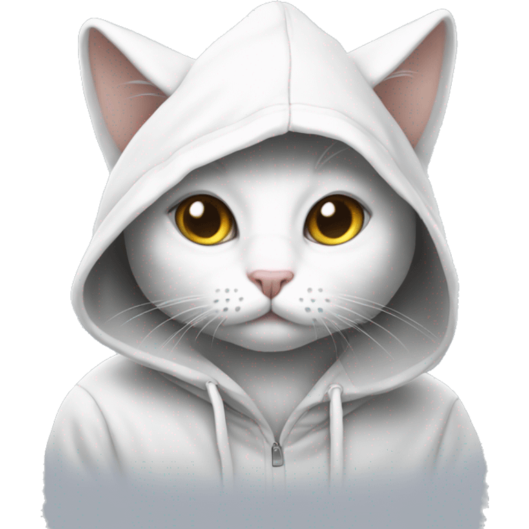 White cat in hoody emoji