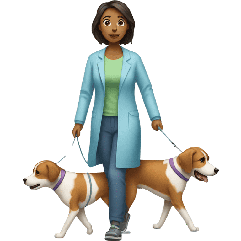 Woman post surgery walking a blind dog emoji