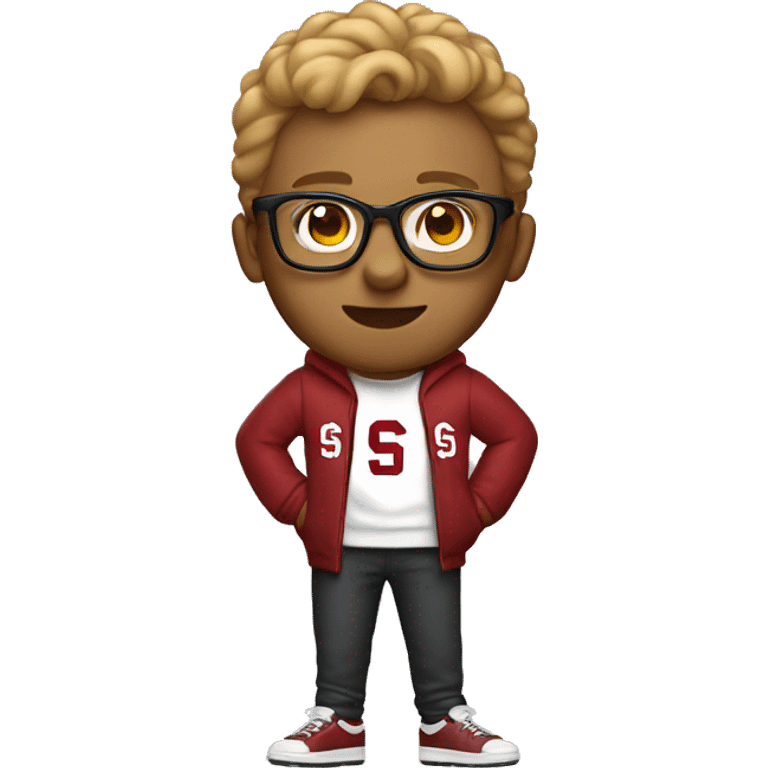 stanford nerd with glasses and stanford sweatshirt. full body including legs. the race of this person should be white emoji