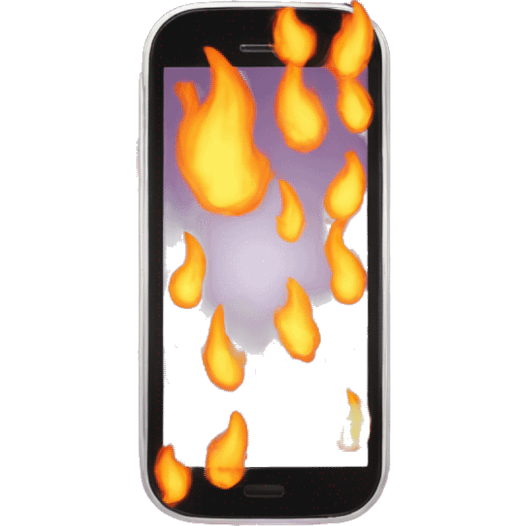 phone handset covered with flames emoji