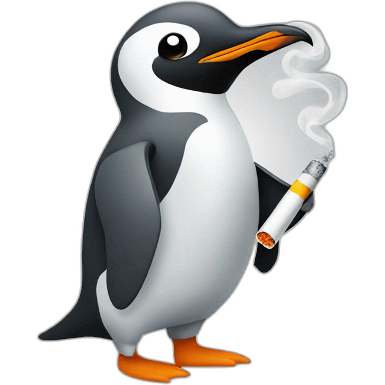 grey penguin with cigarette emoji