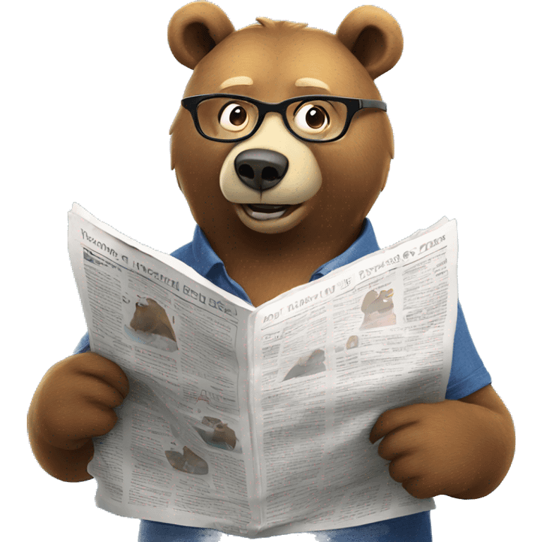 bear on iceberg wearing glasses reading newspaper emoji