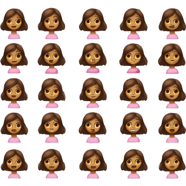 Chica con pecas, cabello marrón, ojos marrón y labios rosados emoji