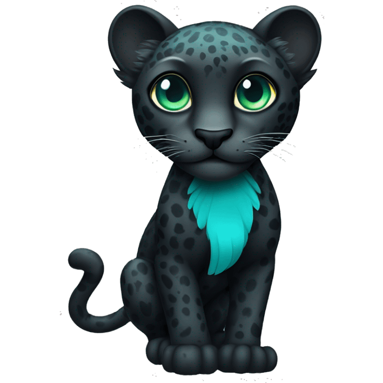 winged black leopard with turquoise eyes flying emoji