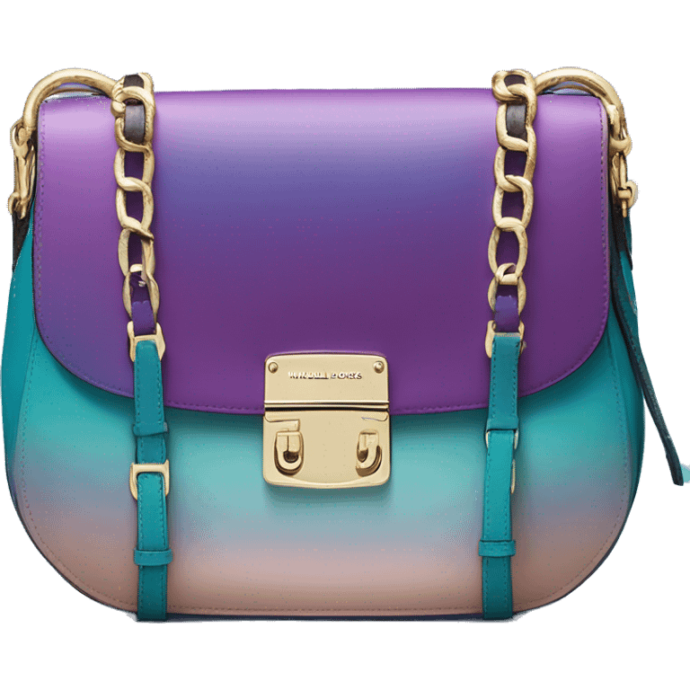 Realistic purple , teal ,and blue ombre Michael Kors satchel purse.  emoji