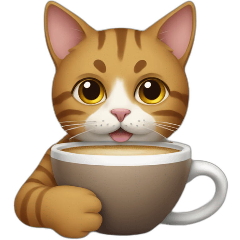 cat drinking coffee emoji