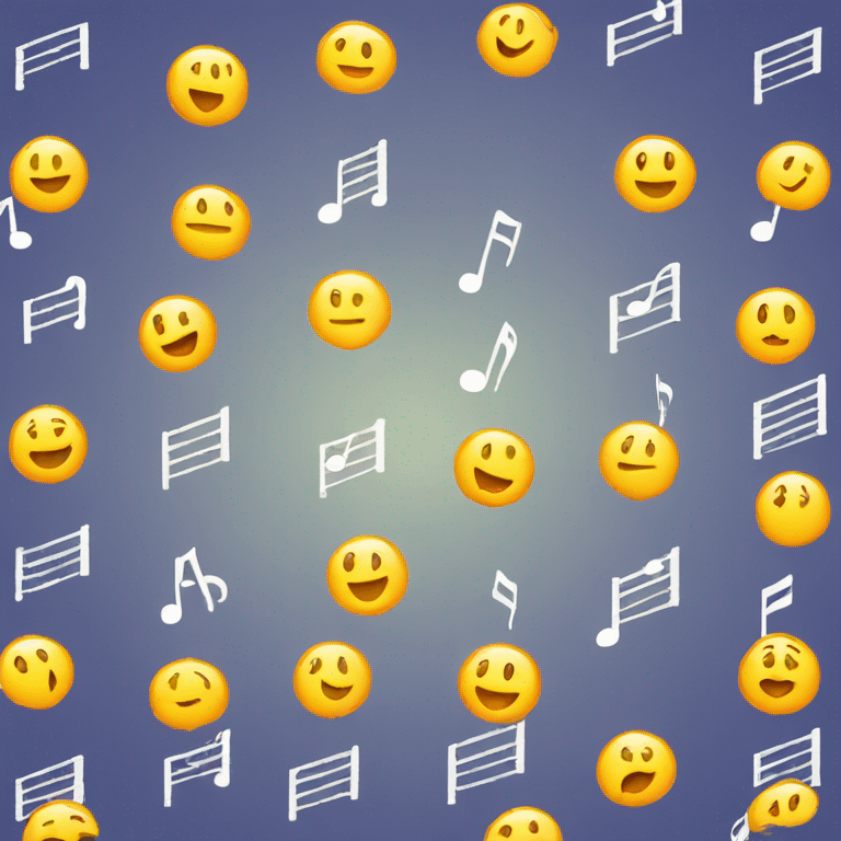 Pentagrama con notas musicales animado y fondo transparente  emoji