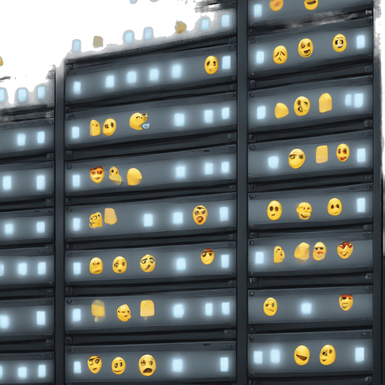 one large server rack lights on the computers emoji