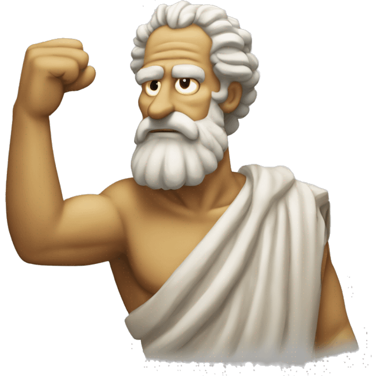 ancient greek philosopher shakes fist at sky in style of Abraham Simpson emoji