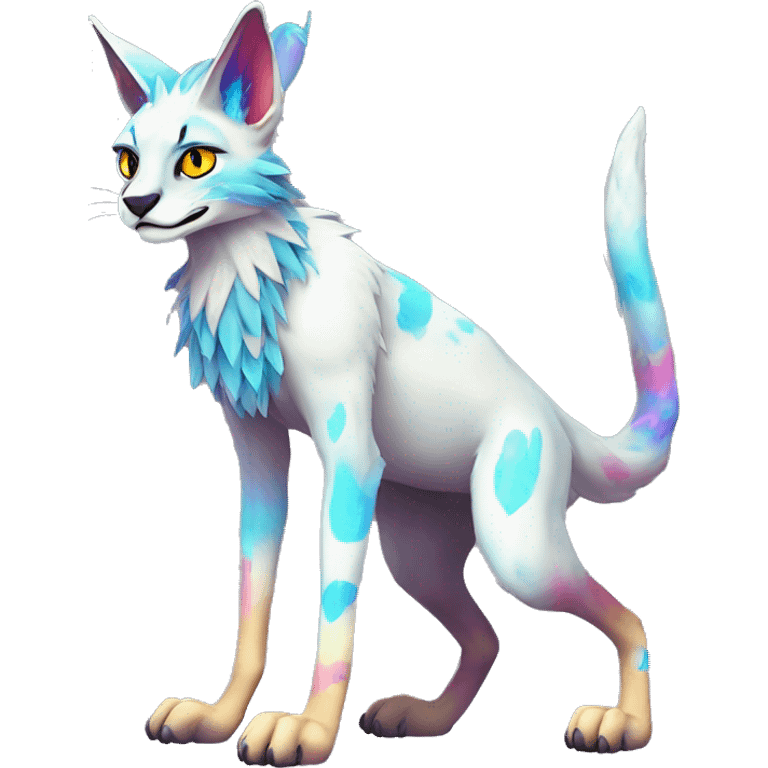 Epic Edgy Colorful ethereal eldritch Sergal-Serval-Fionbri full body emoji