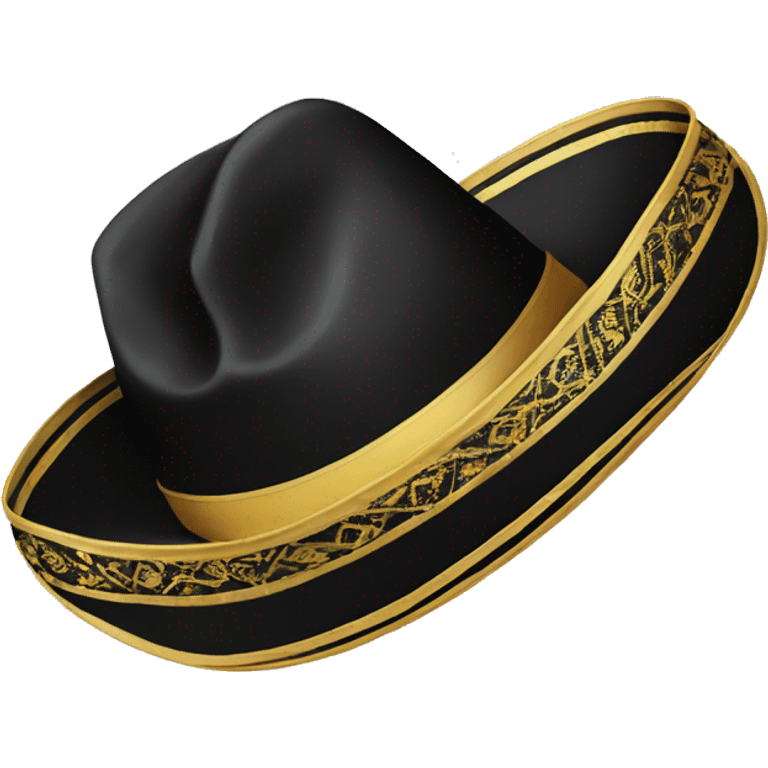 Black with gold trim Mexican mariachi sombrero hat emoji