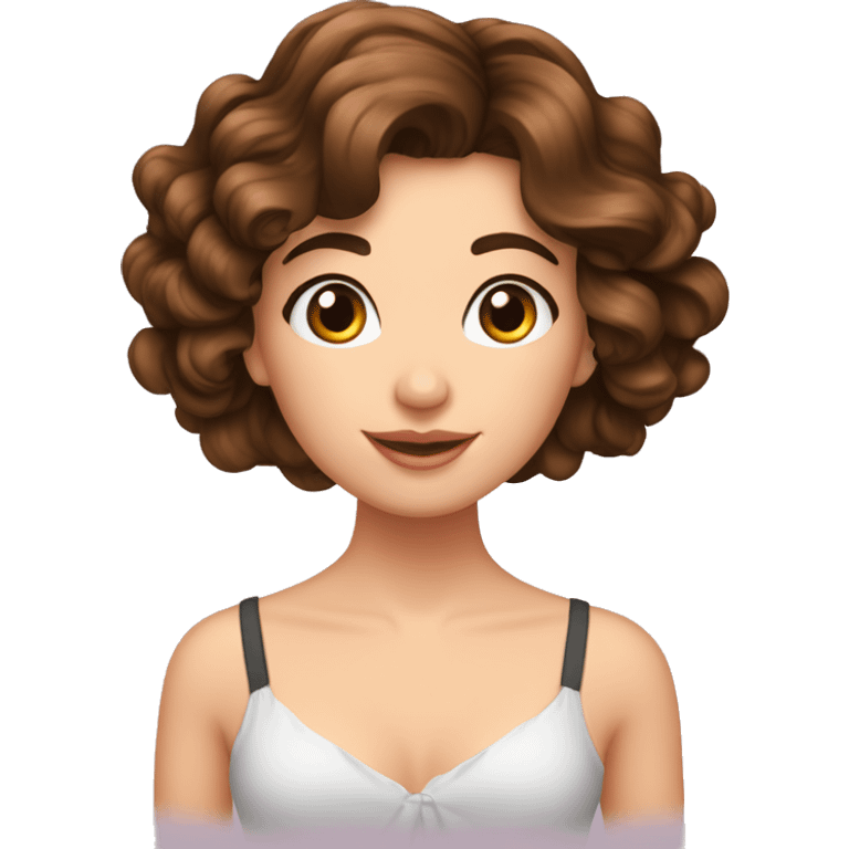 fille belle brune cheveux court bouclé  emoji