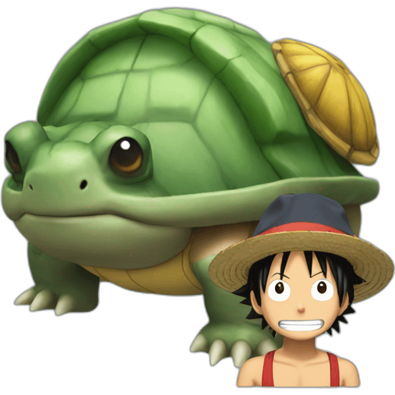 Tortank sur le dos de luffy emoji