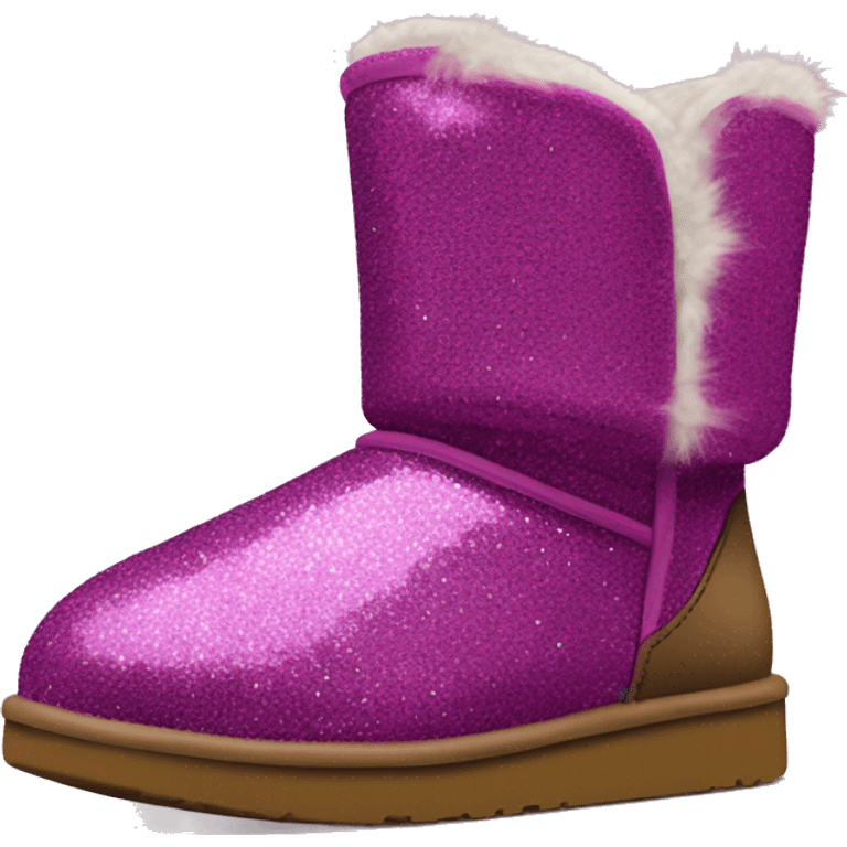 Realistic magenta glitter and fur Ugg boots. emoji