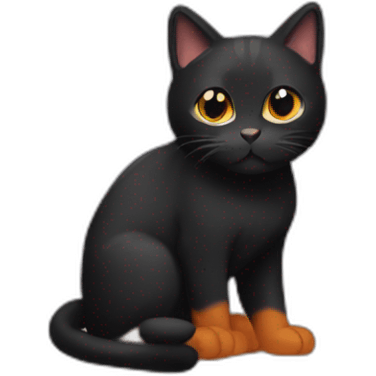 Black tricolor cat with orange and black head emoji