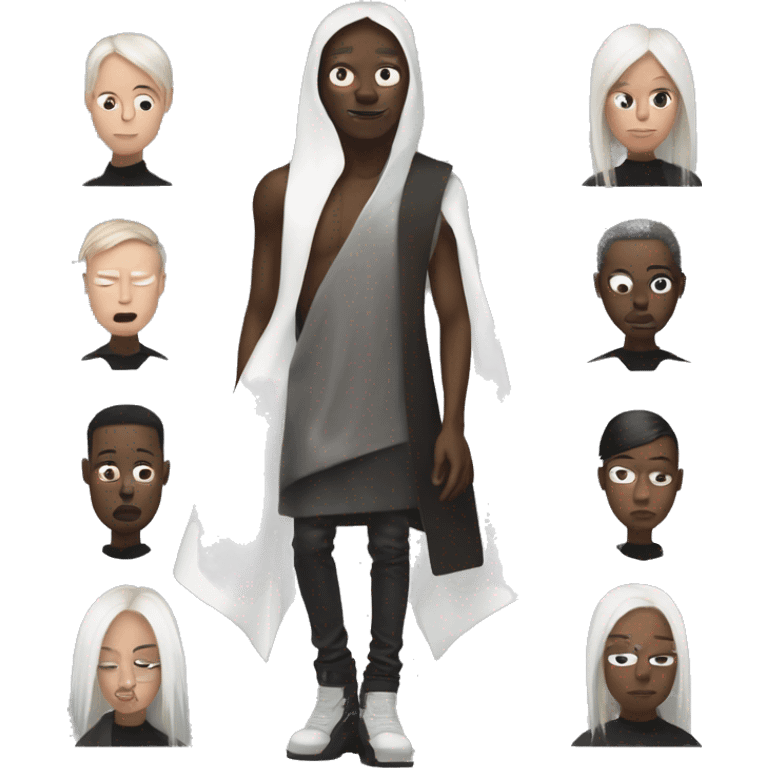 a person who is dressed in rick owens, maison margiela and other similar brands portait emoji