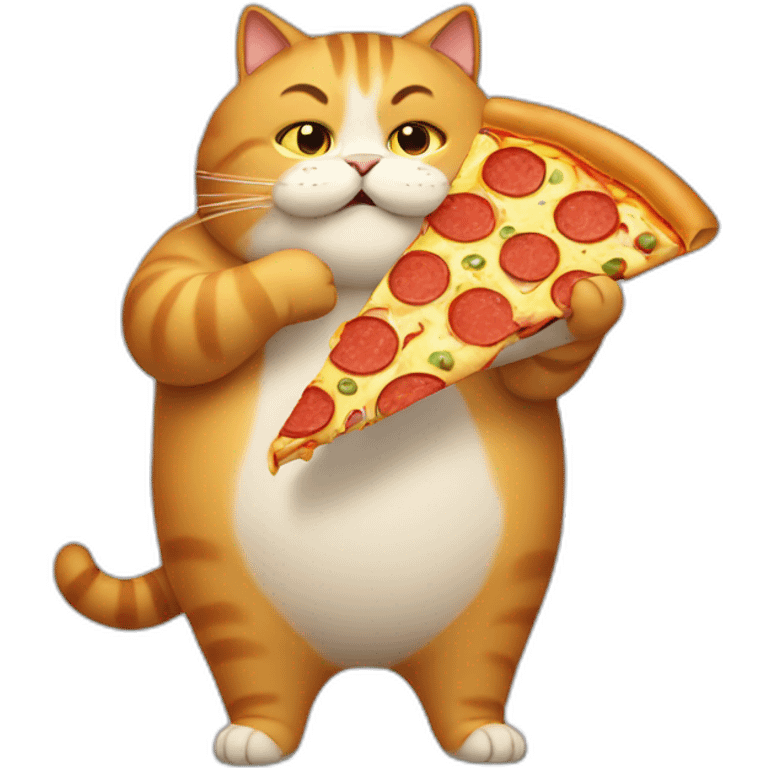 a fat cat eating pizza emoji