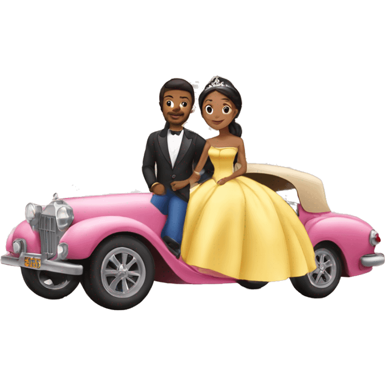  Princess and prince in palace with a benze car emoji