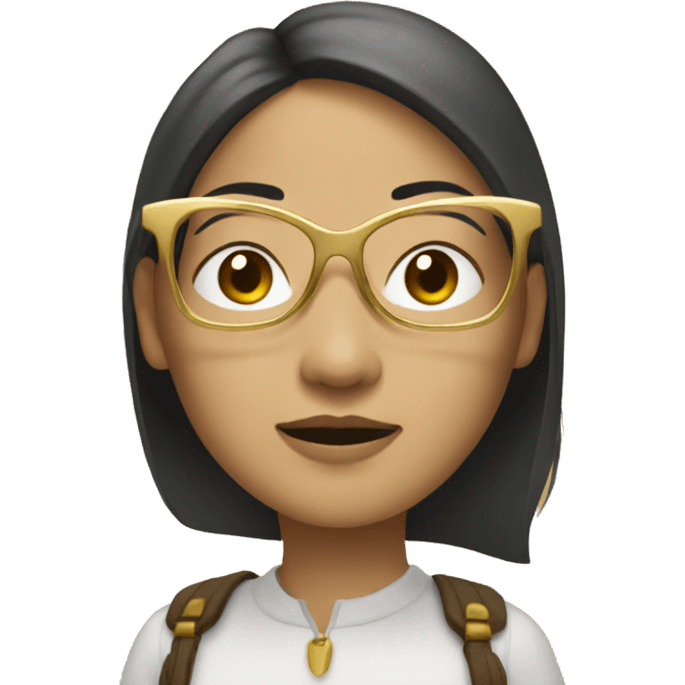 An Asian woman wears gold glasses emoji