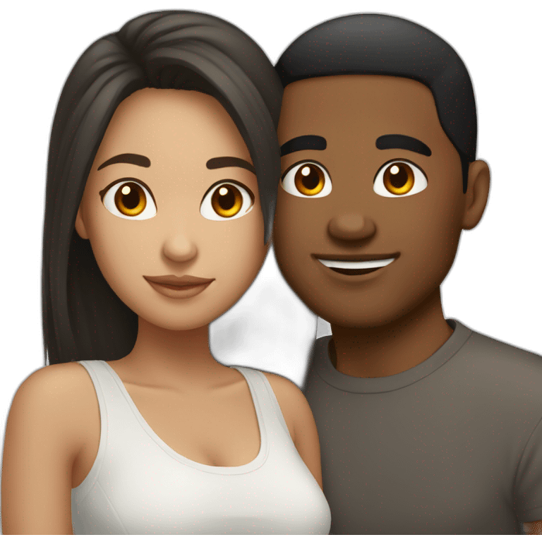 mixed race couple black and asian emoji