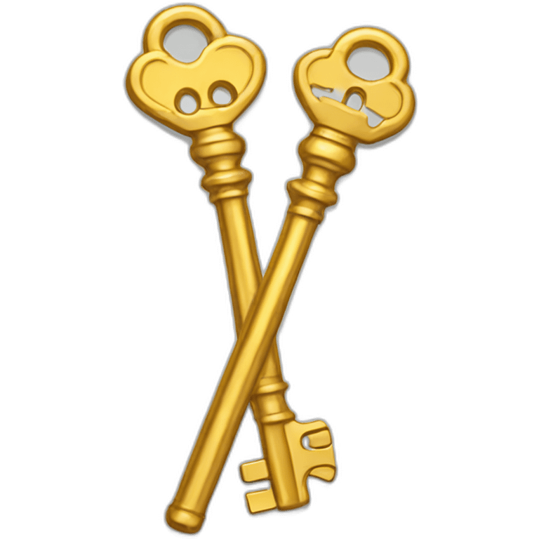 two upright golden crossed skeleton keys emoji