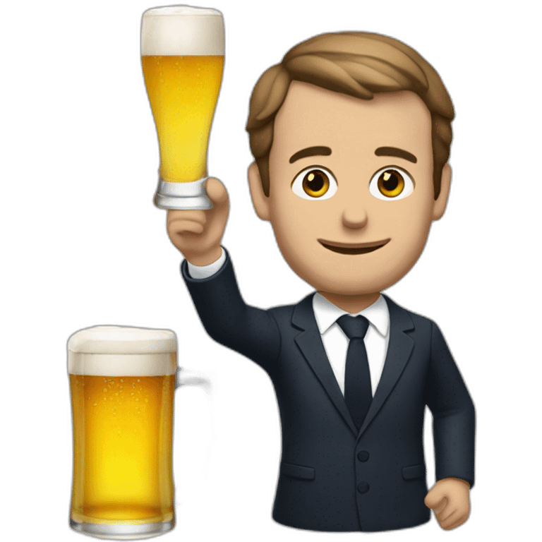 Macron with a beer emoji