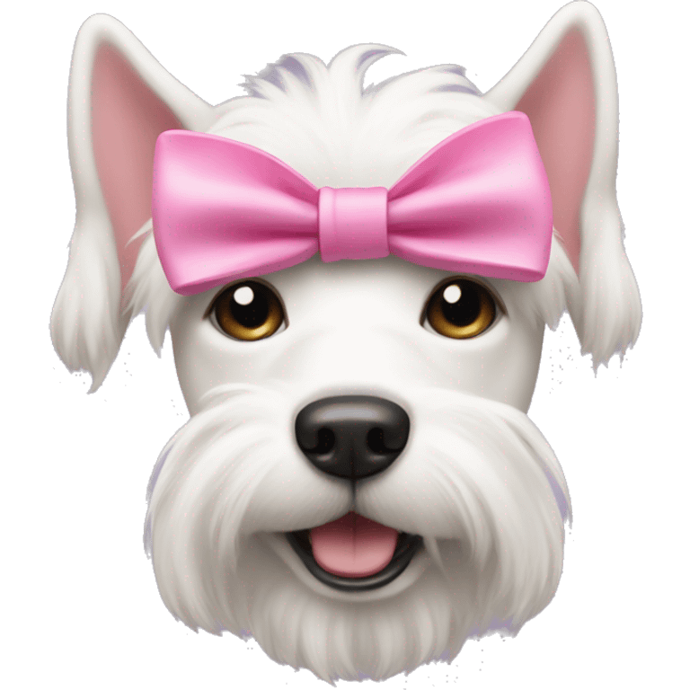 A white dog with a pink bow emoji