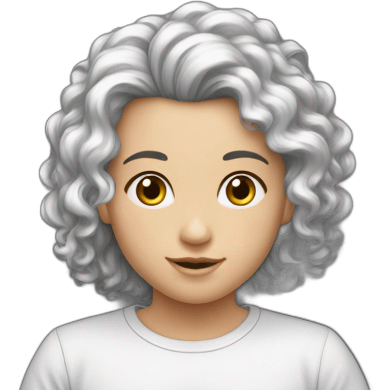 Garçon blanc cheveux noir avec fille noir cheveux long boucle emoji