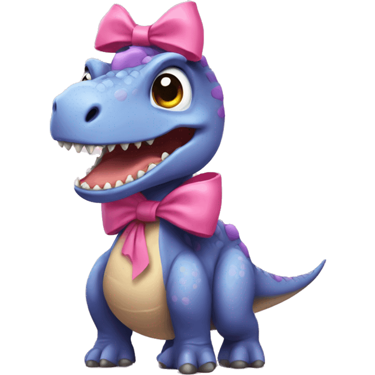 dinosaur with a pink bow on its head emoji