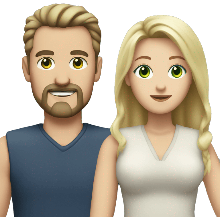 Brown hair green eyes goatee older man with blonde hair blue eyes woman emoji