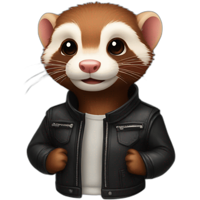 Red ferret wearing leather jacket  emoji